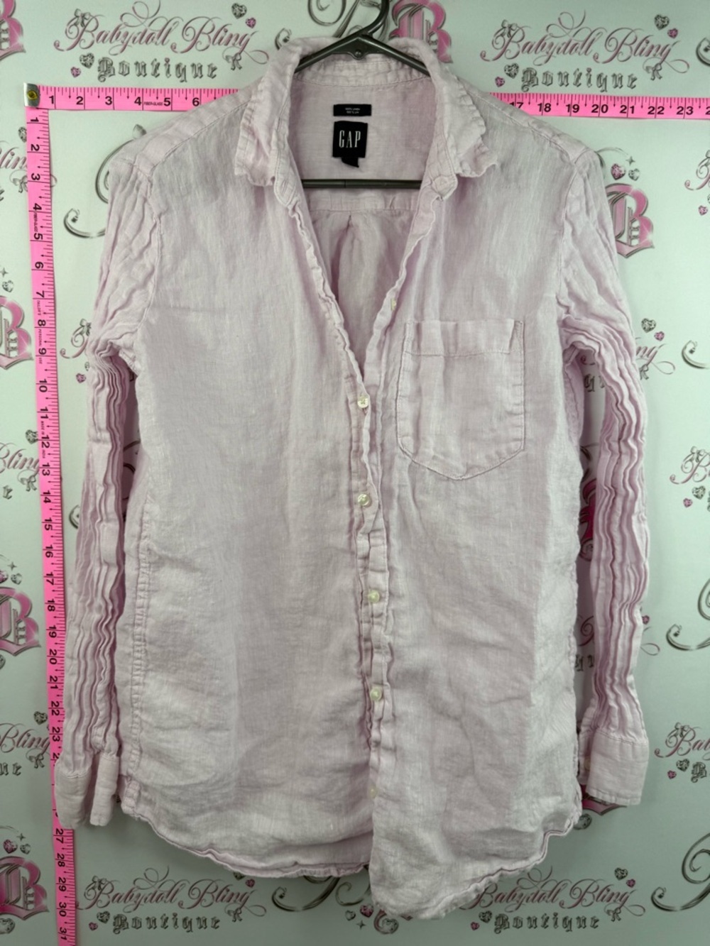 GAP linen button down long sleeve Light Pink Button-Up Linen Shirt